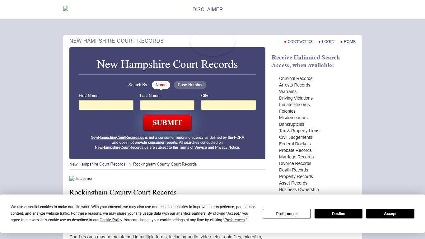 Rockingham County Court Records | NewHampshireCourtRecords.us